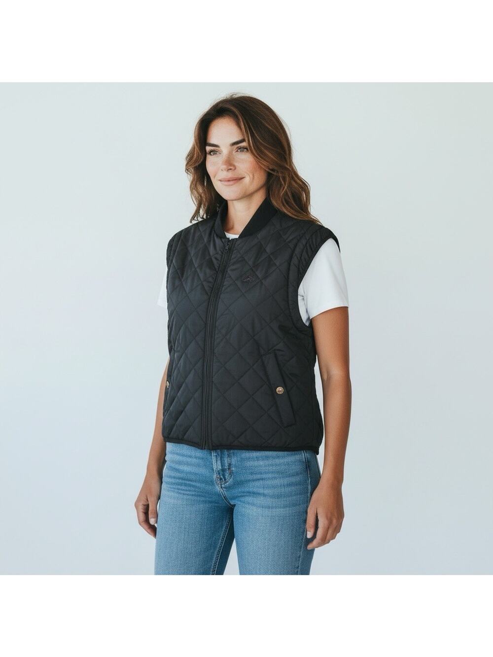 Women's Quilted Fleece Lined Vest - Riding Sport Equestrian - Size M Gray